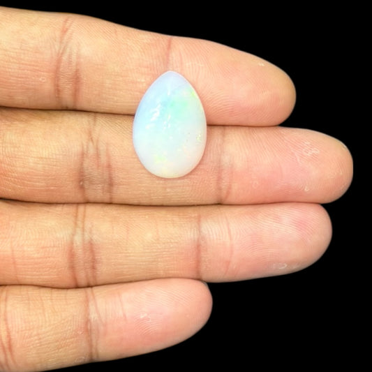 Natural White Ethiopian Opal Stone 11.83 Carats Pear Cabochon Shape 21.5 x 14.9 x 8 mm