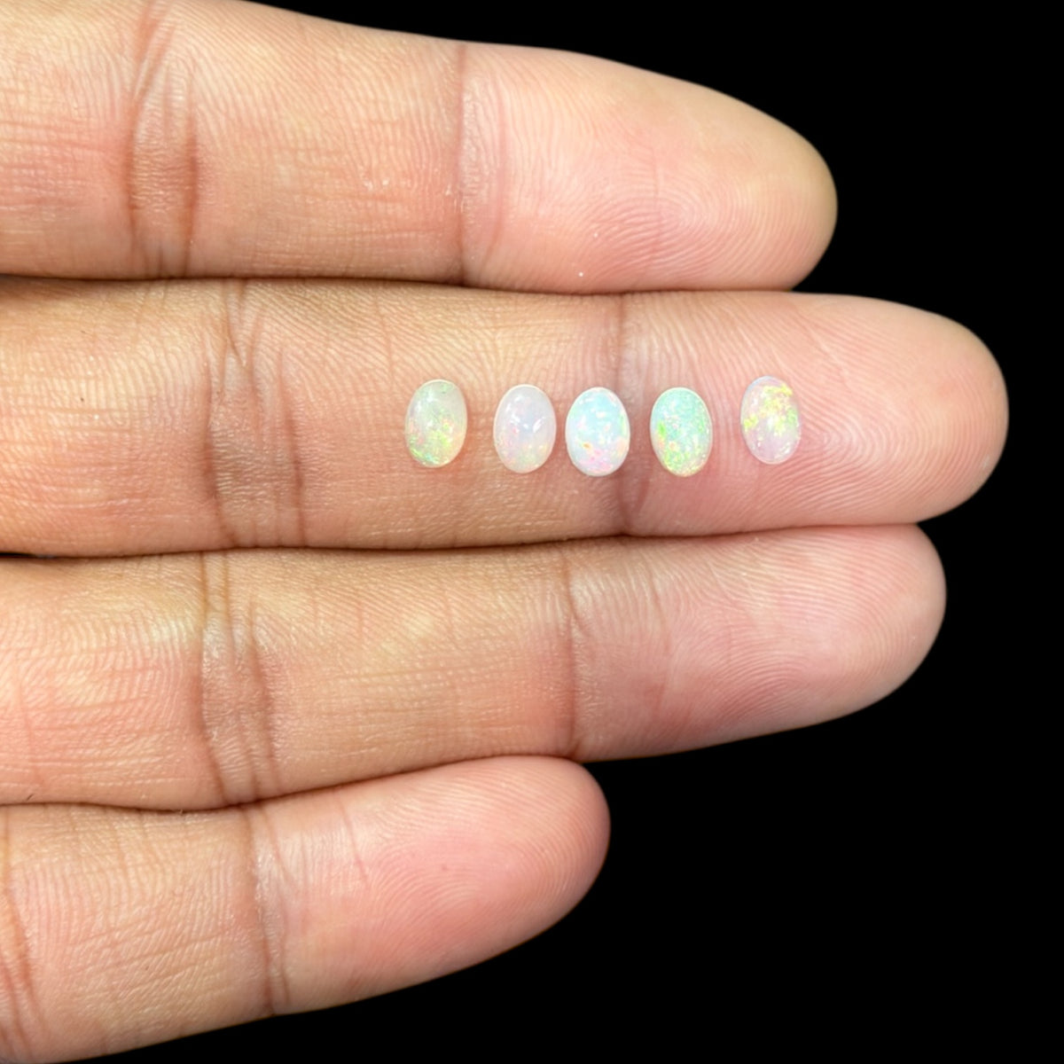 Natural White Ethiopian Opal Stone 13.55 Carats Oval Cabochon Shape 6 x 4 mm