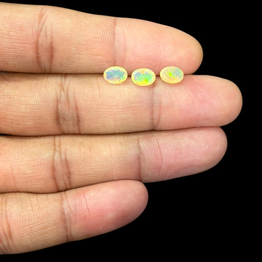 Natural White Ethiopian Opal Stone 13.84 Carats Oval Cabochon Shape 7 x 5 mm