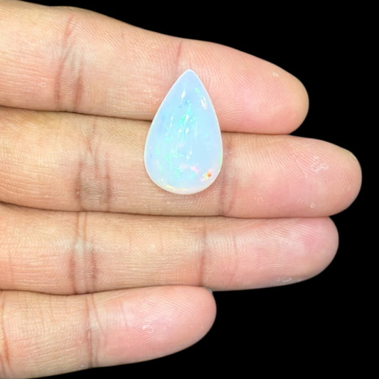 Natural White Ethiopian Opal Stone 14.05 Carats Pear Cabochon Shape 23.7 x 14.9 x 8.7 mm