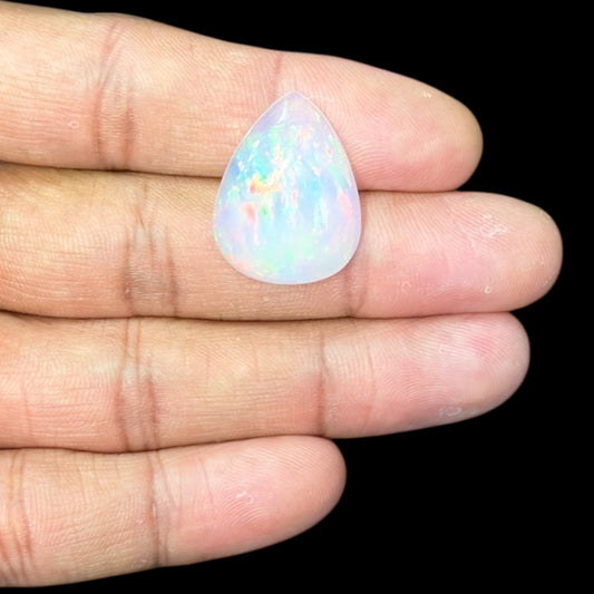 Natural White Ethiopian Opal Stone 14.09 Carats Pear Cabochon Shape 24.1 x 18.5 x 6.5 mm