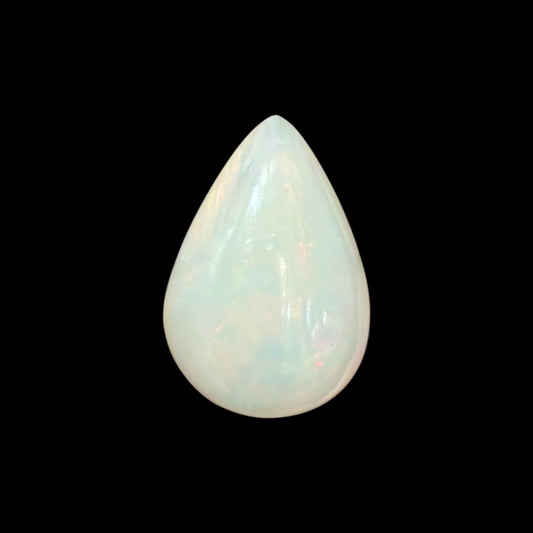 Natural White Ethiopian Opal Stone 14.25 Carats Pear Cabochon Shape 21.3 x 15.2 x 9.7 mm