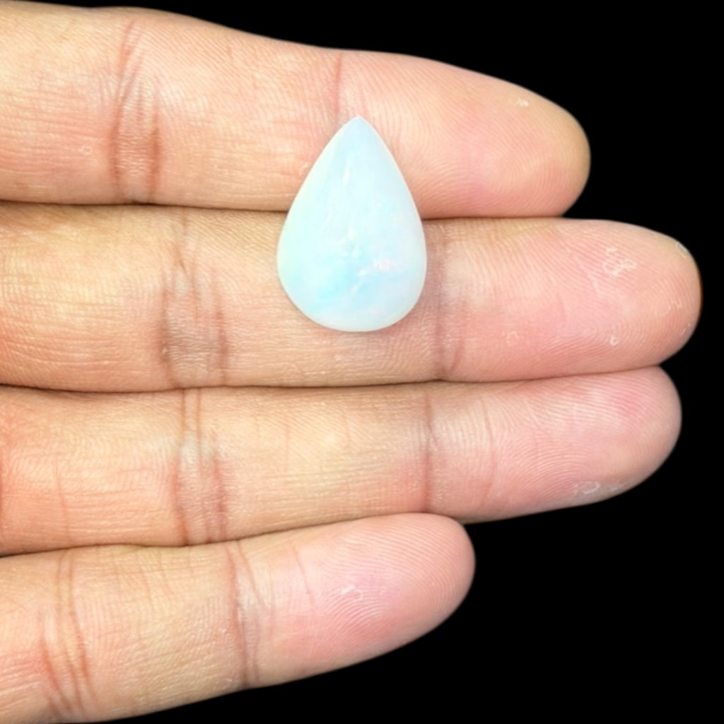 Natural White Ethiopian Opal Stone 14.25 Carats Pear Cabochon Shape 21.3 x 15.2 x 9.7 mm