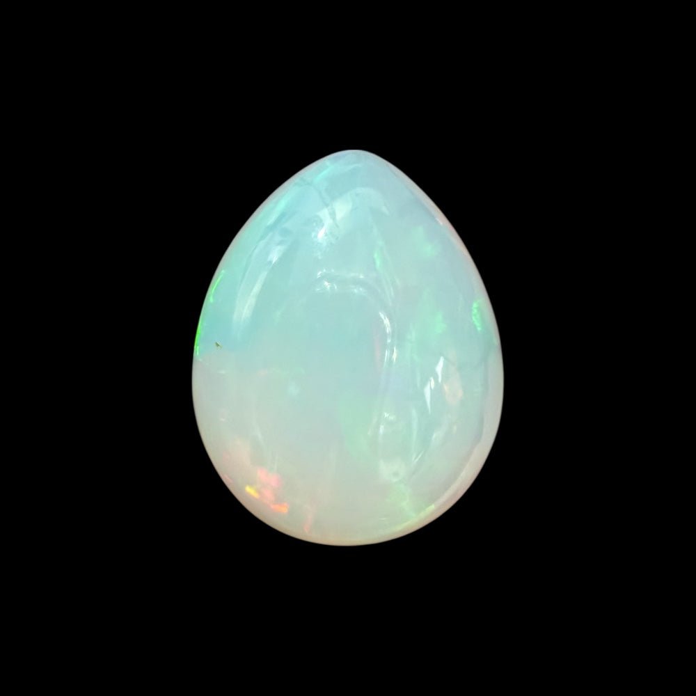 Natural White Ethiopian Opal Stone 14.29 Carats Pear Cabochon Shape 20.6 x 16.5 x 8.8 mm