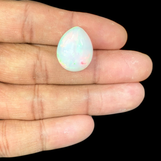 Natural White Ethiopian Opal Stone 14.29 Carats Pear Cabochon Shape 20.6 x 16.5 x 8.8 mm