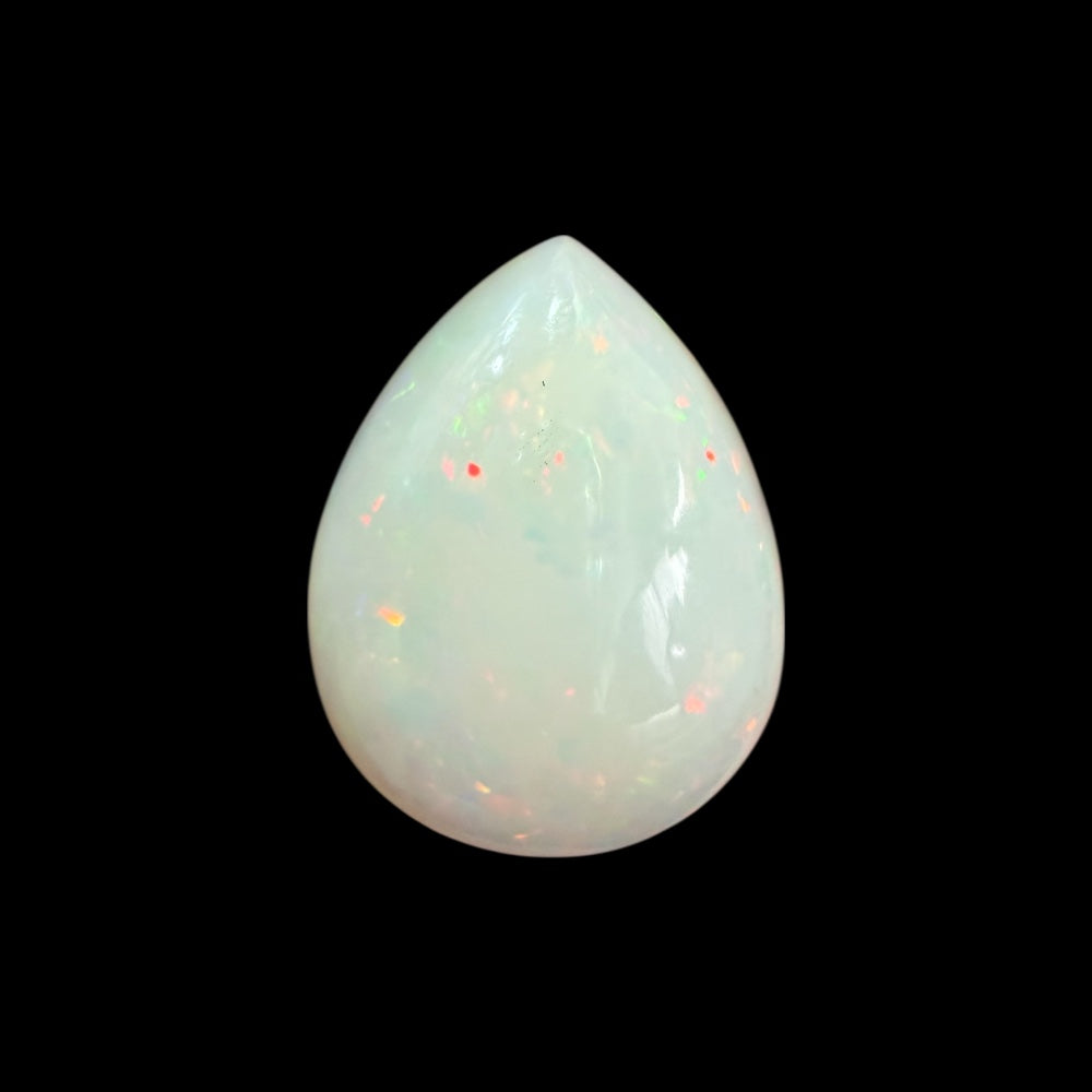 Natural White Ethiopian Opal Stone 14.73 Carats Pear Cabochon Shape 21.6 x 16.8 x 7.9 mm