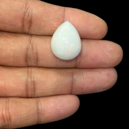 Natural White Ethiopian Opal Stone 14.73 Carats Pear Cabochon Shape 21.6 x 16.8 x 7.9 mm