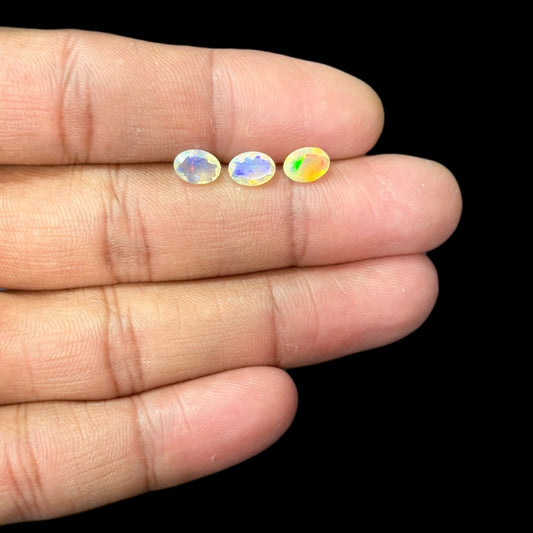 Natural White Ethiopian Opal Stone 14.78 Carats Oval Cabochon Shape 7 x 5 mm