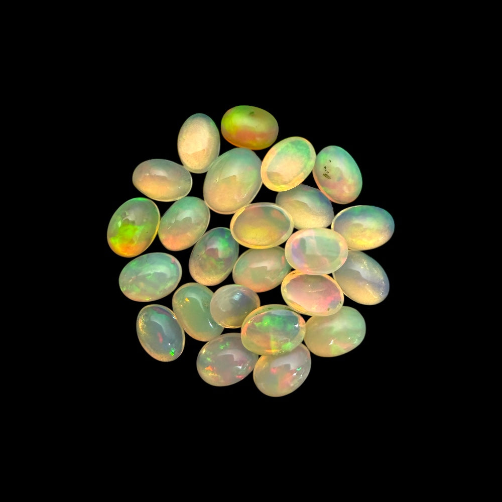 Natural White Ethiopian Opal Stone 14.79 Carats Oval Cabochon Shape 7 x 5 mm