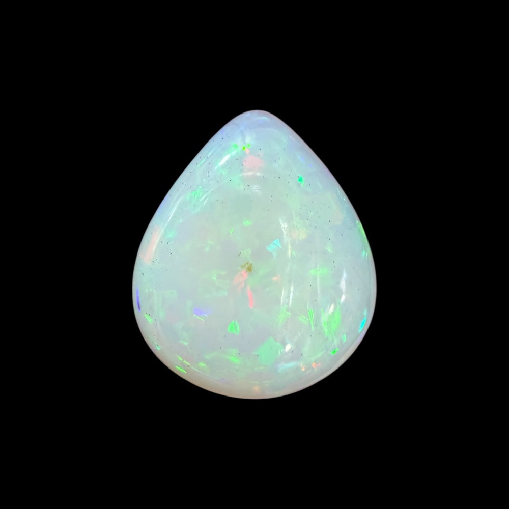 Natural White Ethiopian Opal Stone 15.23 Carats Pear Cabochon Shape 22.3 x 19.3 x 7 mm