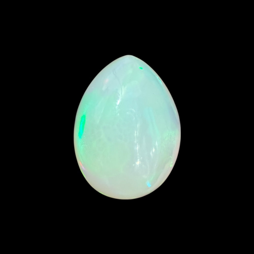 Natural White Ethiopian Opal Stone 15.38 Carats Pear Cabochon Shape 20.4 x 15.3 x 9.8 mm