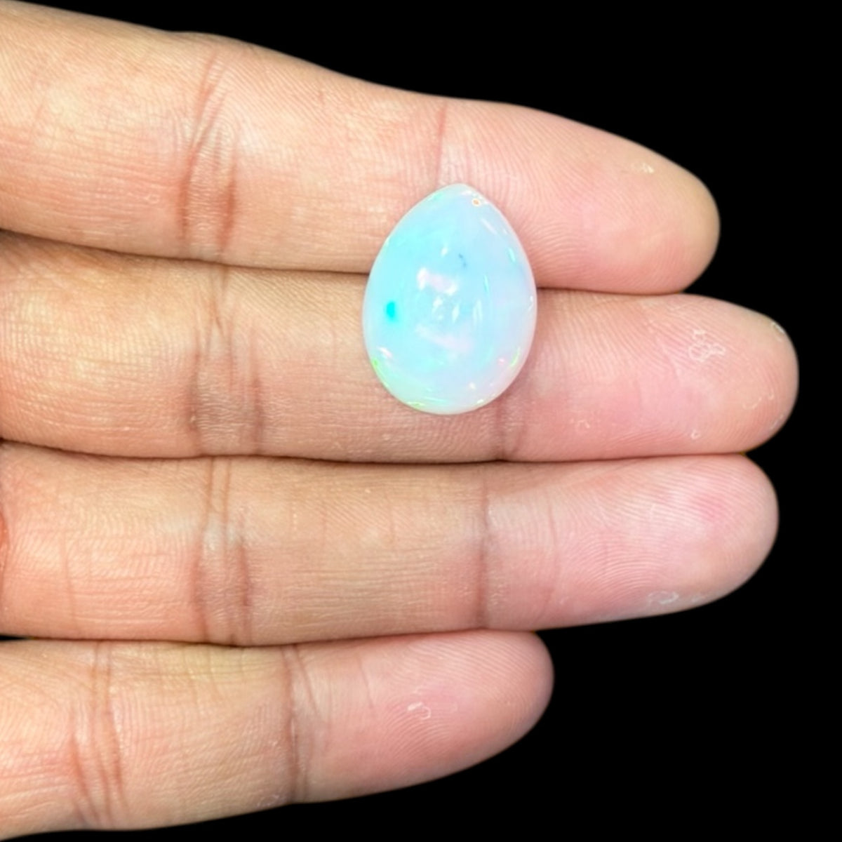Natural White Ethiopian Opal Stone 15.38 Carats Pear Cabochon Shape 20.4 x 15.3 x 9.8 mm