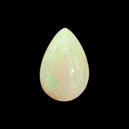 Natural White Ethiopian Opal Stone 16.52 Carats Pear Cabochon Shape 22.2 x 15.3 x 9.5 mm