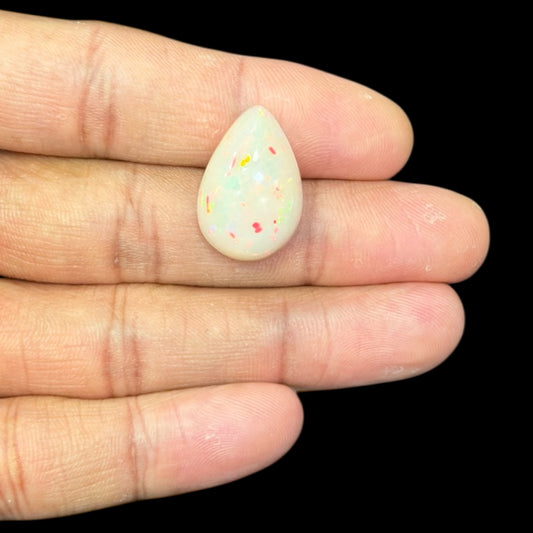 Natural White Ethiopian Opal Stone 16.52 Carats Pear Cabochon Shape 22.2 x 15.3 x 9.5 mm