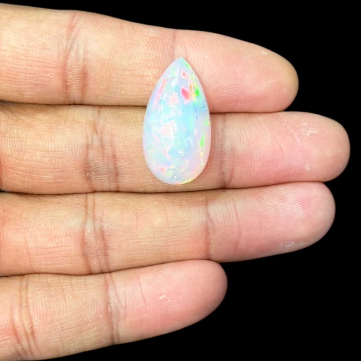 Natural White Ethiopian Opal Stone 14.97 Carats Pear Cabochon Shape 26.2 x 14.1 x 8 mm