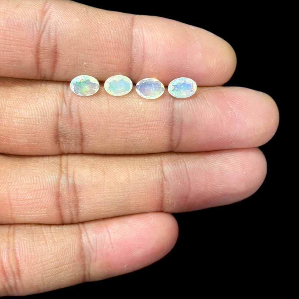 Natural White Ethiopian Opal Stone 17.15 Carats Oval Cabochon Shape 7 x 5 mm