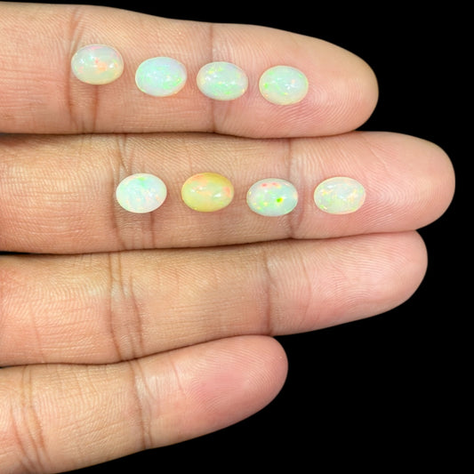 Natural White Ethiopian Opal Stone 17.25 Carats Oval Cabochon Shape 8 x 6 mm