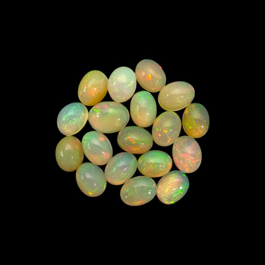 Natural White Ethiopian Opal Stone 17.25 Carats Oval Cabochon Shape 8 x 6 mm