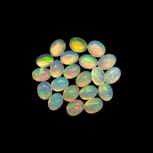 Natural White Ethiopian Opal Stone 17.83 Carats Oval Cabochon Shape 8 x 6 mm