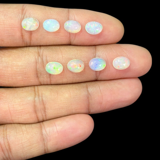 Natural White Ethiopian Opal Stone 17.83 Carats Oval Cabochon Shape 8 x 6 mm