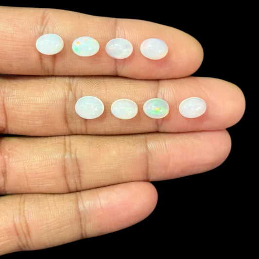 Natural White Ethiopian Opal Stone 18.03 Carats Oval Cabochon Shape 8 x 6 mm
