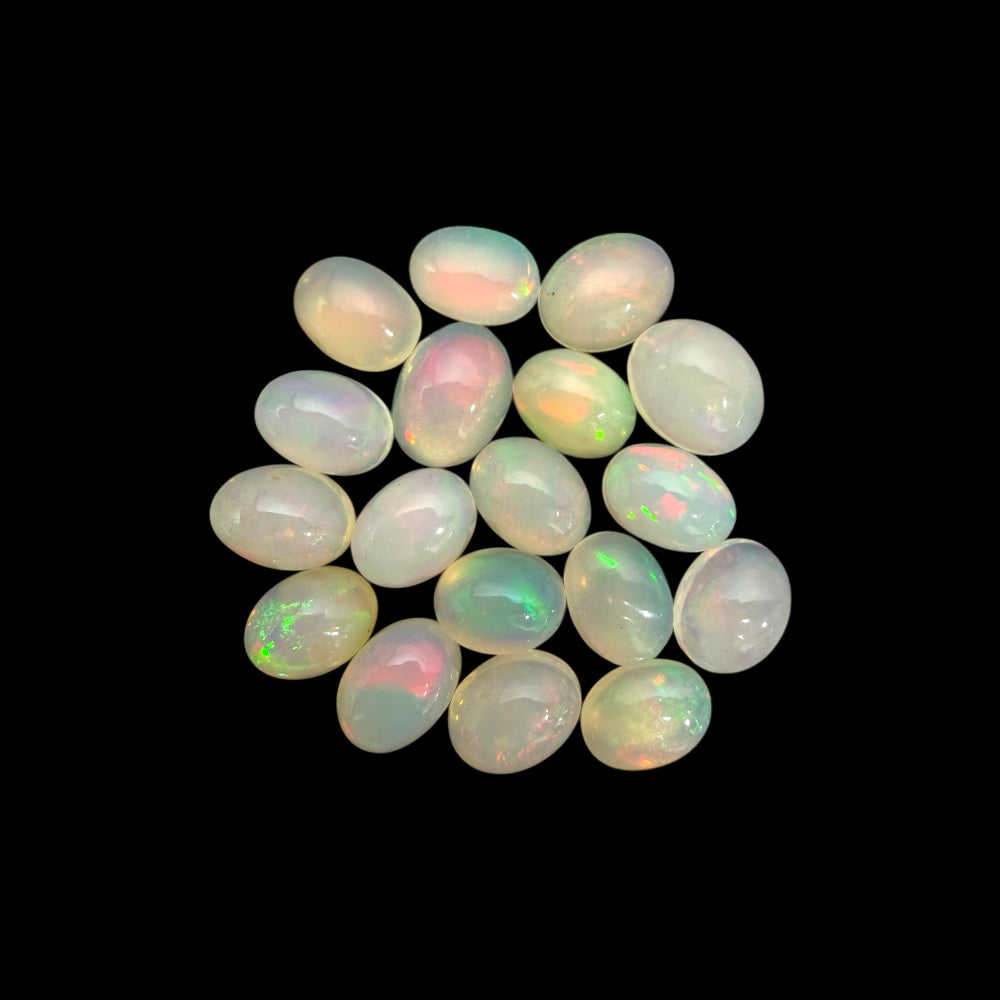 Natural White Ethiopian Opal Stone 18.03 Carats Oval Cabochon Shape 8 x 6 mm
