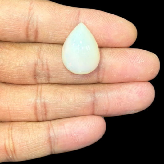 Natural White Ethiopian Opal Stone 18.20 Carats Pear Cabochon Shape 22.5 x 16.6 x 10.3 mm