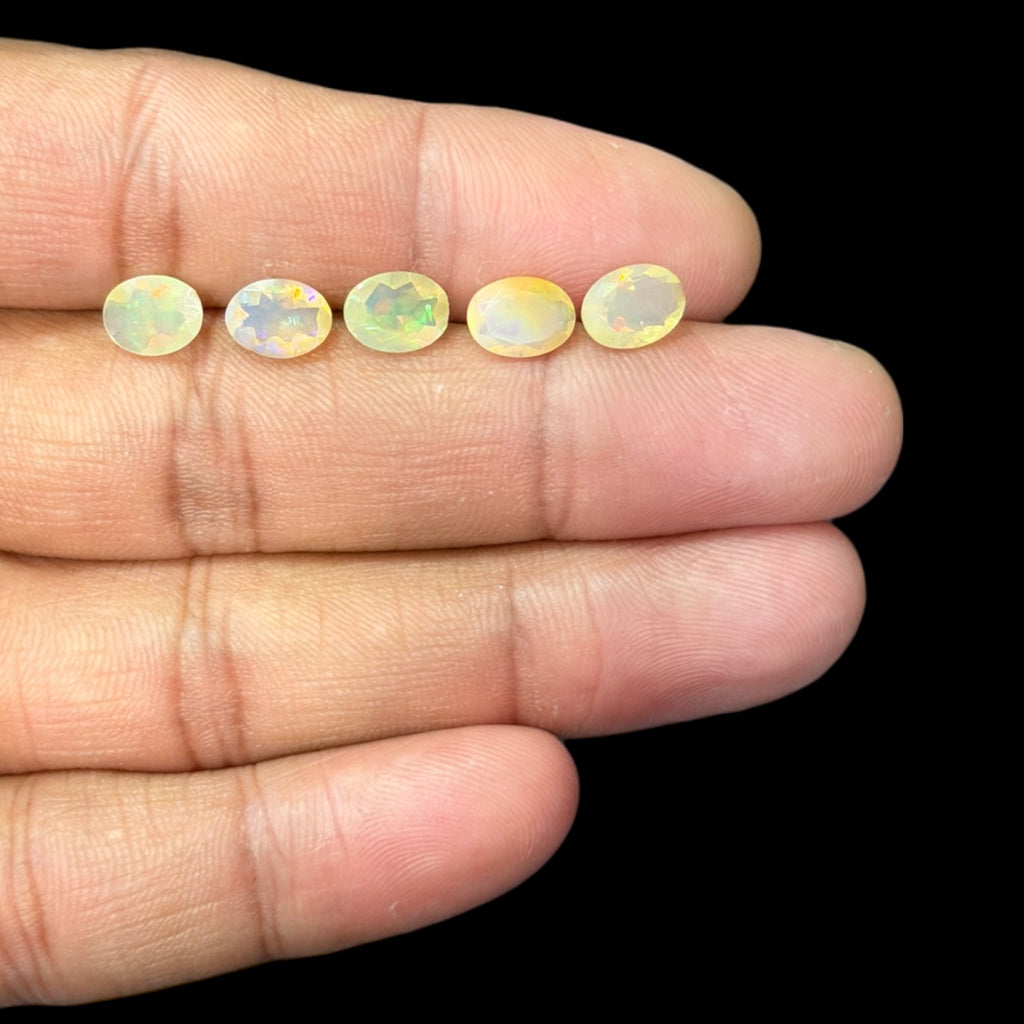 Natural White Ethiopian Opal Stone 18.26 Carats Oval Cabochon Shape 8 x 6 mm
