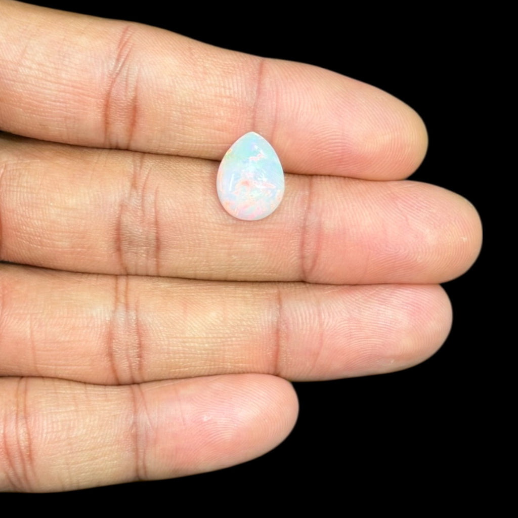 Natural White Ethiopian Opal Stone 2.52 Carats Pear Cabochon Shape 13.5 x 10.4 x 3.7 mm