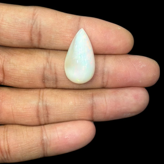 Natural White Ethiopian Opal Stone 20.23 Carats Pear Cabochon Shape 26 x 14.4 x 10.4 mm