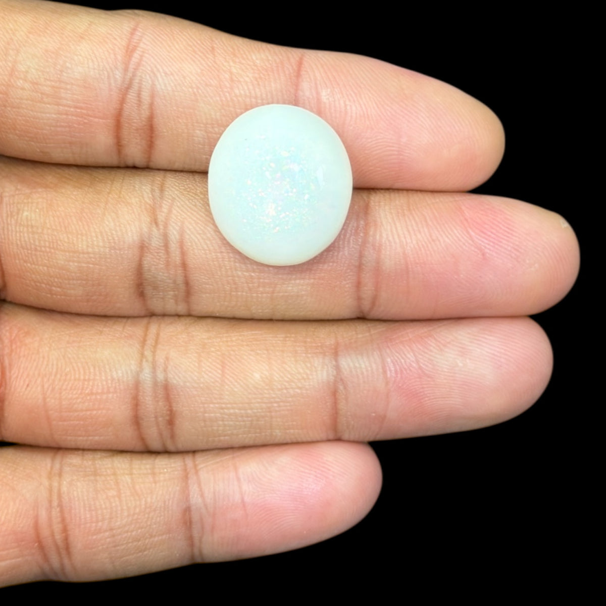 Natural White Ethiopian Opal Stone 23.39 Carats Oval Cabochon Shape 20 x 17.8 x 11.4 mm