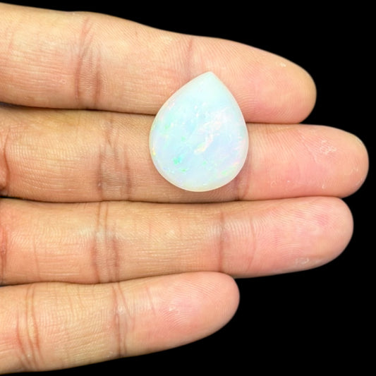 Natural White Ethiopian Opal Stone 24.41 Carats Pear Cabochon Shape 23.9 x 19.7 x 9.7 mm