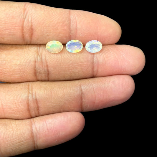 Natural White Ethiopian Opal Stone 25.73 Carats Oval Cabochon Shape 8 x 6 mm