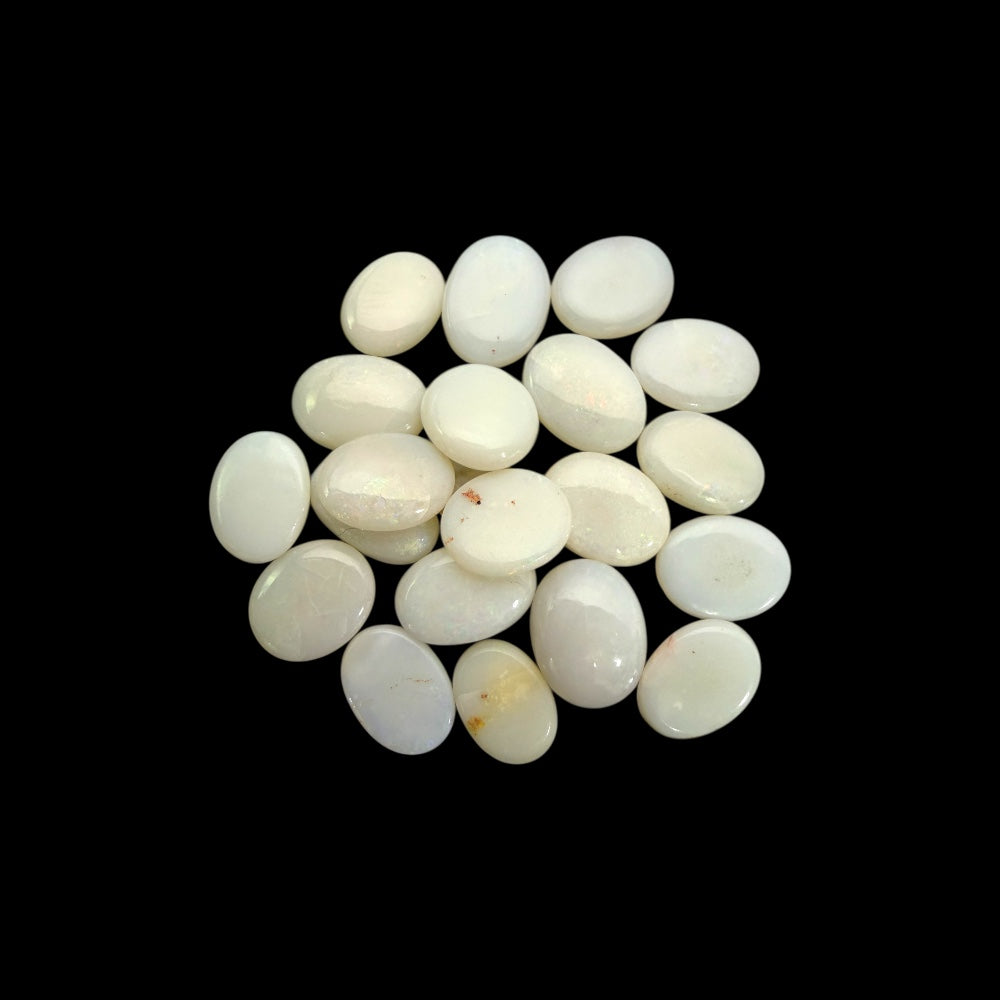 Natural White Ethiopian Opal Stone 25.76 Carats Oval Cabochon Shape 10 x 8 mm