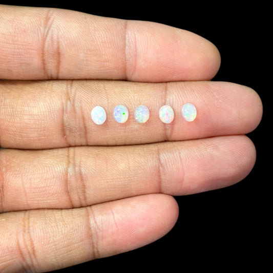 Natural White Ethiopian Opal Stone 26.41 Carats Oval Cabochon Shape 5 x 4 mm