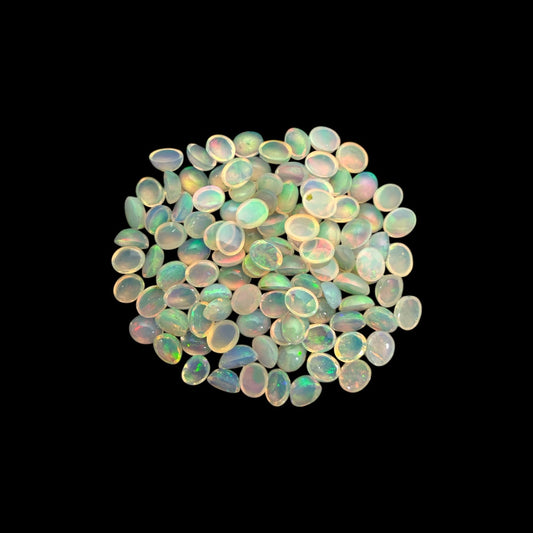 Natural White Ethiopian Opal Stone 26.41 Carats Oval Cabochon Shape 5 x 4 mm
