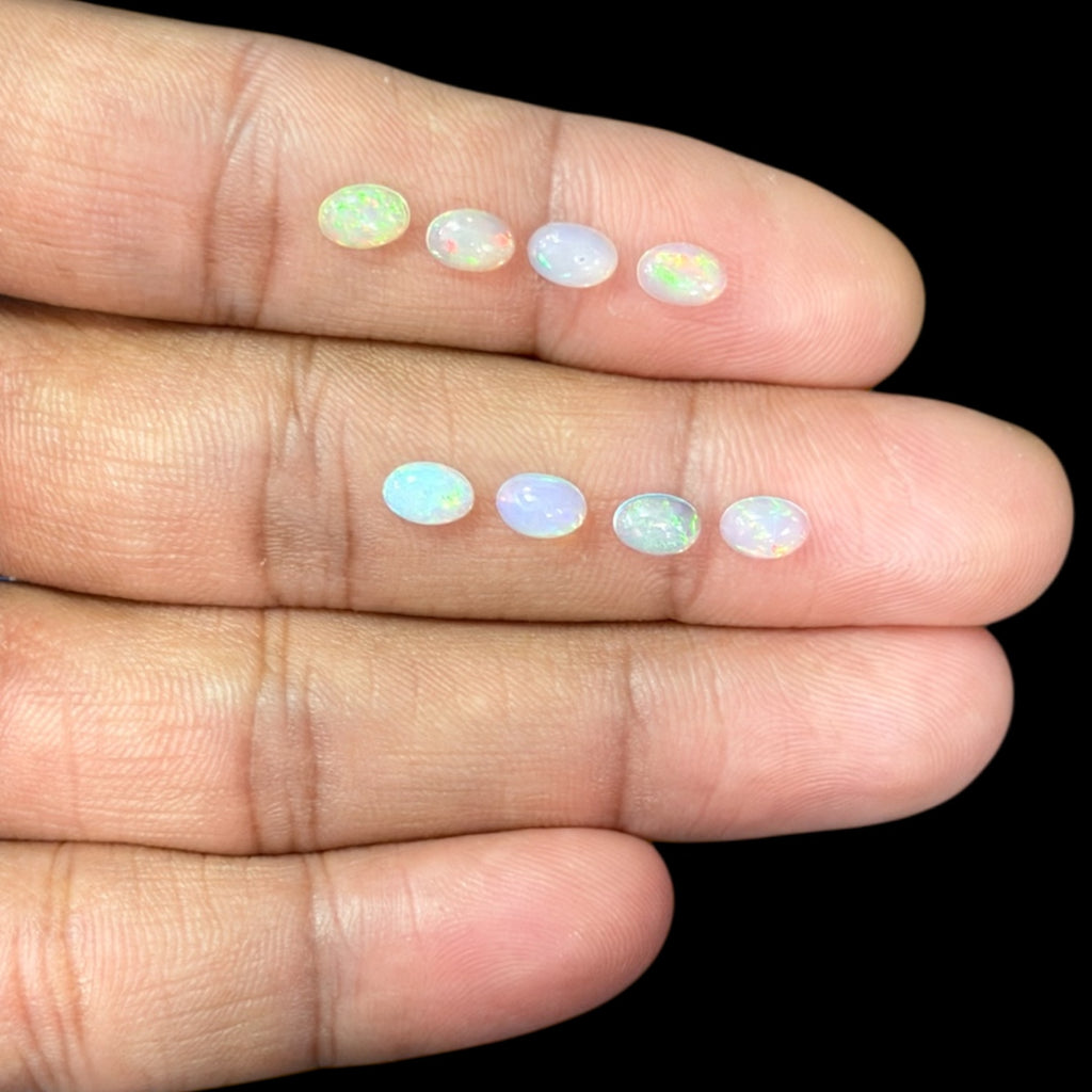 Natural White Ethiopian Opal Stone 26.61 Carats Oval Cabochon Shape 6 x 4 mm
