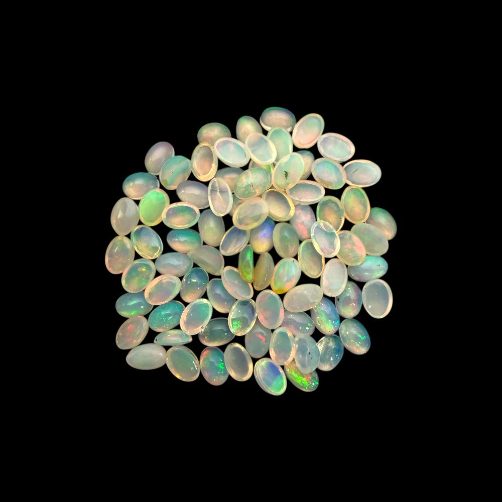 Natural White Ethiopian Opal Stone 26.61 Carats Oval Cabochon Shape 6 x 4 mm