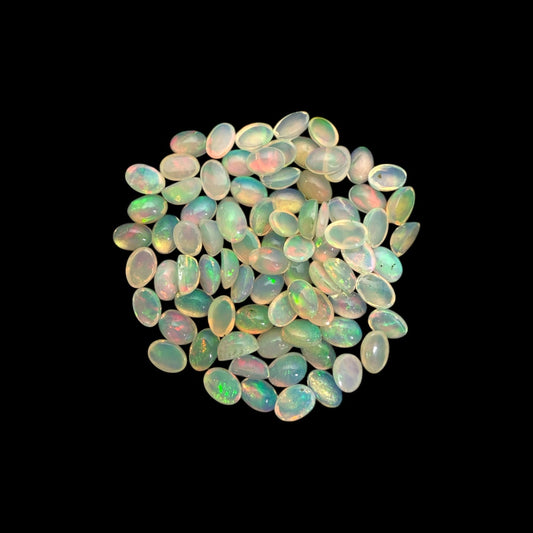 Natural White Ethiopian Opal Stone 27.85 Carats Oval Cabochon Shape 6 x 4 mm