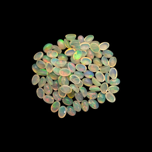 Natural White Ethiopian Opal Stone 28.68 Carats Oval Cabochon Shape 6 x 4 mm
