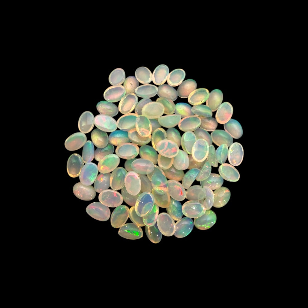 Natural White Ethiopian Opal Stone 28.81 Carats Oval Cabochon Shape 6 x 4 mm