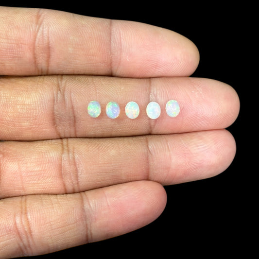 Natural White Ethiopian Opal Stone 28.94 Carats Oval Cabochon Shape 5 x 4 mm