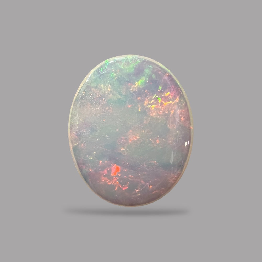 Natural White Ethiopian Opal Stone 30.50 Carats Oval Cabochon Shape 34.4 x 27.4 x 6 mm
