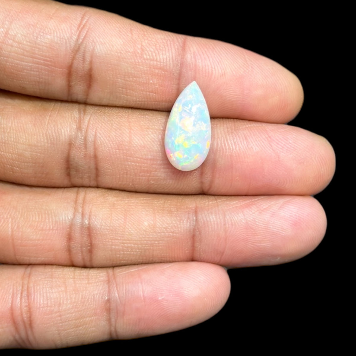 Natural White Ethiopian Opal Stone 4.96 Carats Pear Cabochon Shape 18.3 x 9.5 x 6 mm