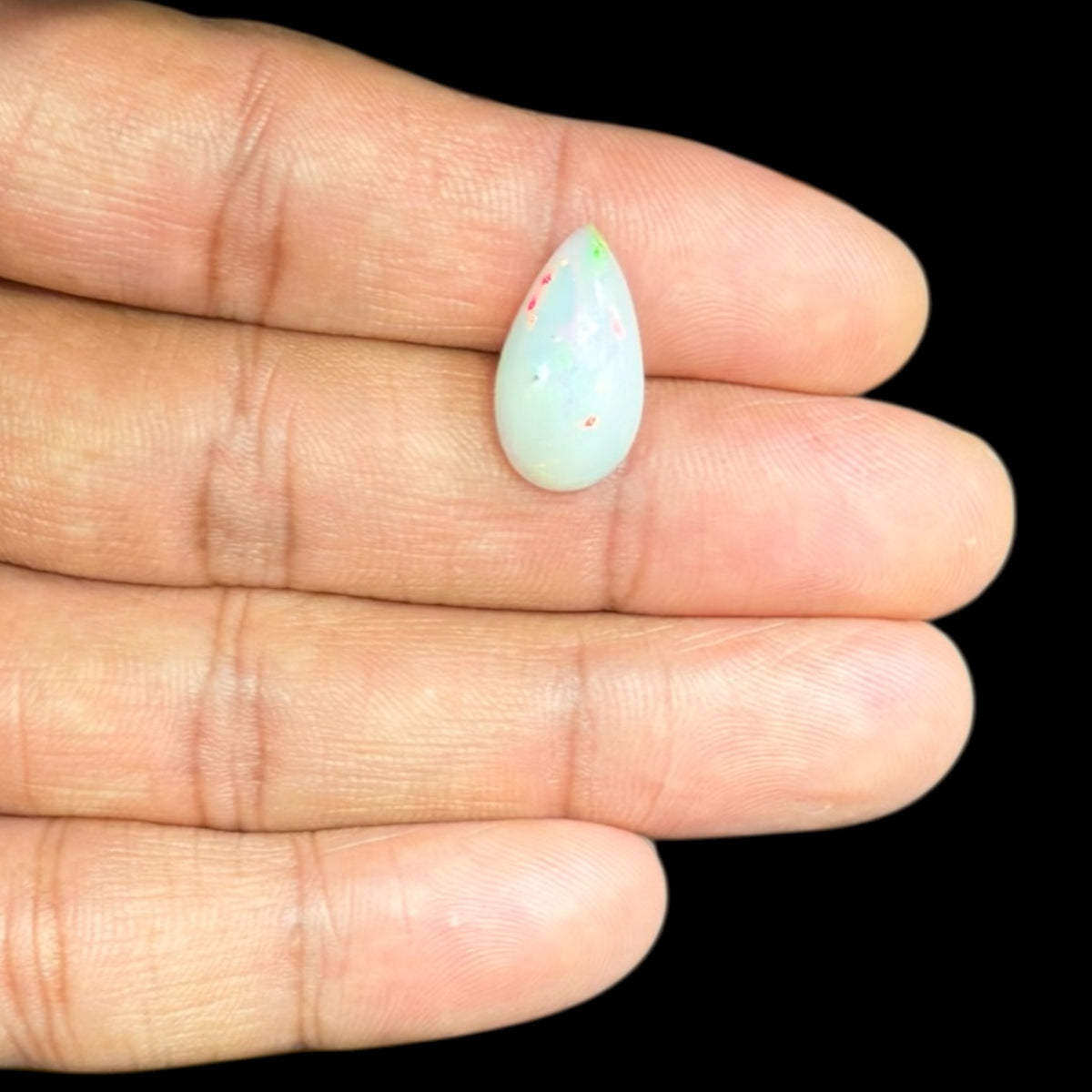 Natural White Ethiopian Opal Stone 5.13 Carats Pear Cabochon Shape 18.1 x 10 x 5.3 mm