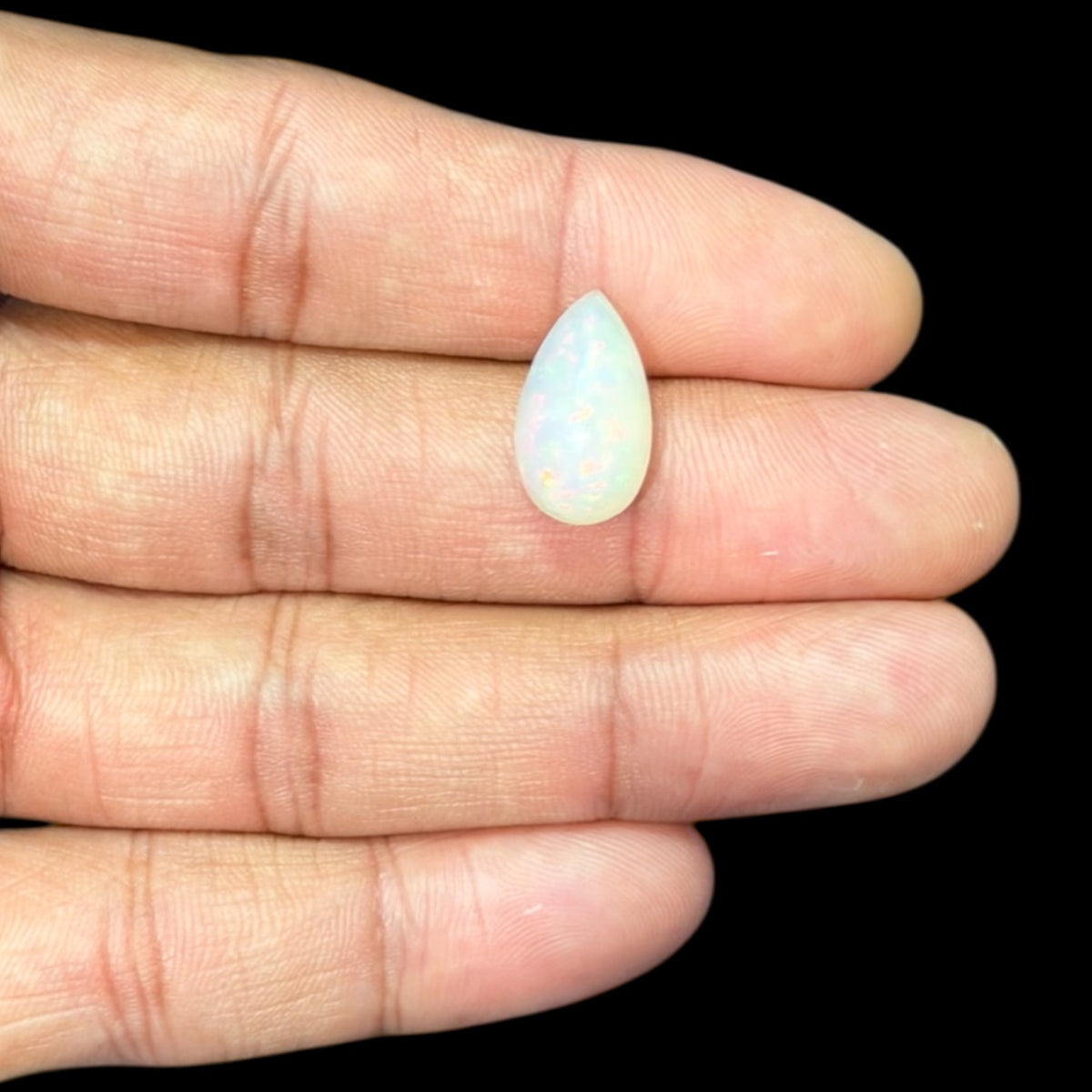 Natural White Ethiopian Opal Stone 6.25 Carats Pear Cabochon Shape 16.7 x 9.7 x 7.7 mm