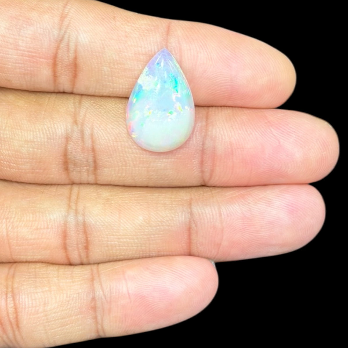 Natural White Ethiopian Opal Stone 7.16 Carats Pear Cabochon Shape 21 x 14 x 4.8 mm