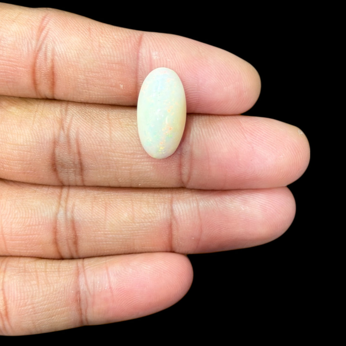 Natural White Ethiopian Opal Stone 7.47 Carats Oval Cabochon Shape Size 19.8 x 10.6 x 7.4 mm