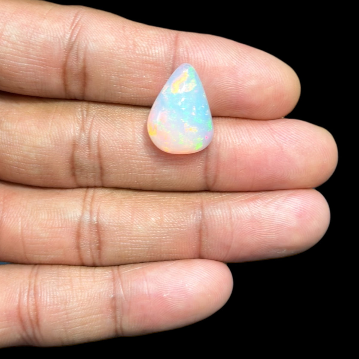 Natural White Ethiopian Opal Stone 8.53 Carats Pear Cabochon Shape 18.6 x 13.6 x 7.2 mm