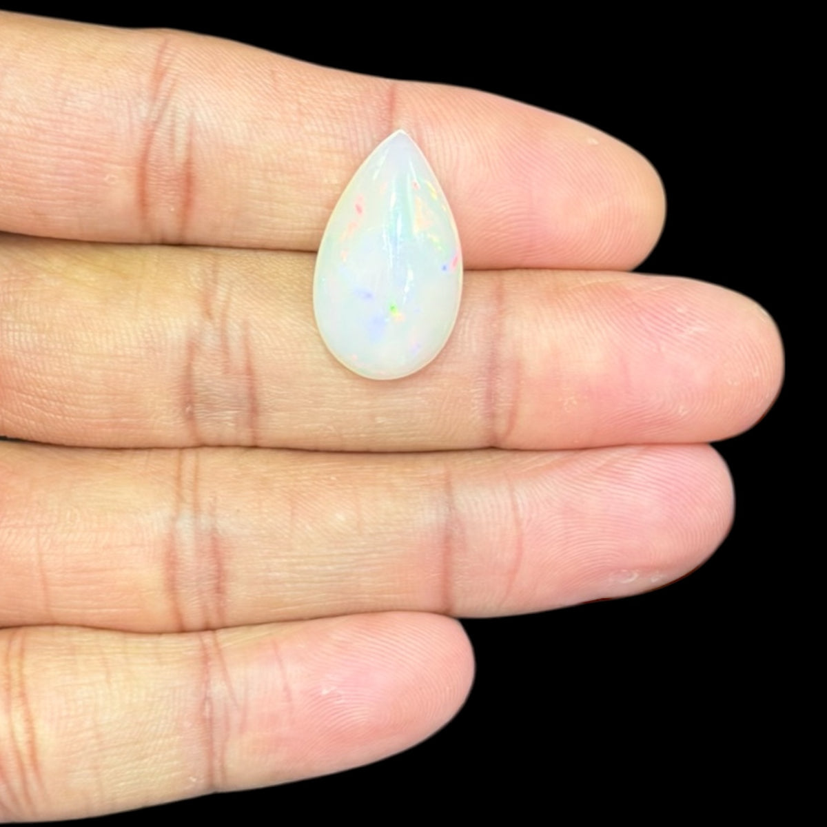 Natural White Ethiopian Opal Stone 8.69 Carats Pear Cabochon Shape 22.8 x 13.5 x 6.7 mm
